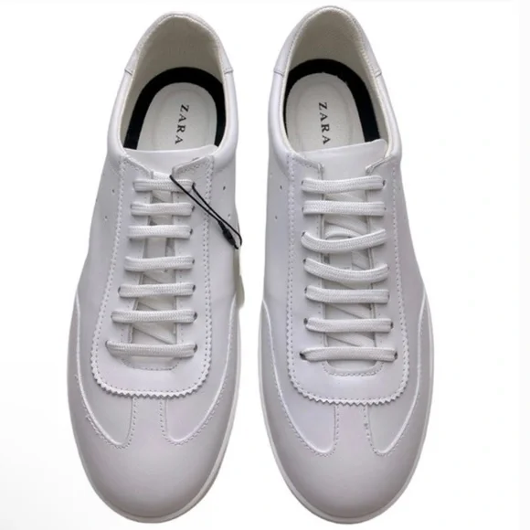 Zara | Shoes | Zara Shoes Uniform Sneakers White Leather 